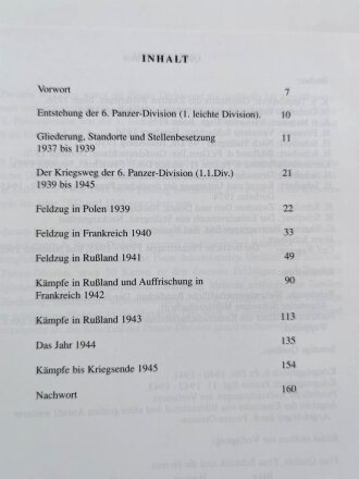 Die 6. Panzer Division,1937 - 1945, Bewaffnung, Einsätze, Männer, 160 Seiten, über DIN A5, gebraucht