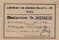 Mitgliedskarte, Beitragskarte und Satzung " Reichsbund der Deutschen Beamten e.V. Berlin" eines Angehörigen aus Harburg-Wilhemsb.