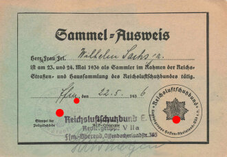 Sammelausweis Reichsluftschutzbund Reviergruppe V II a Oberrad, datiert 1936