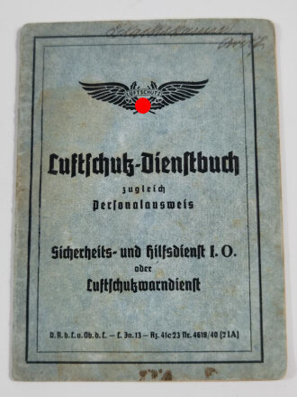 Luftschutz Dienstbuch zugleich Personalausweis eines...