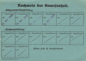 Bescheinigung Reichsluftschutzbund Ortskreisgruppe Plattling-Deggendorf, datiert 1940