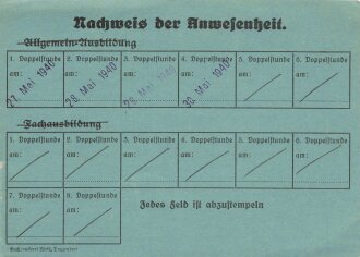 Bescheinigung Reichsluftschutzbund Ortskreisgruppe...