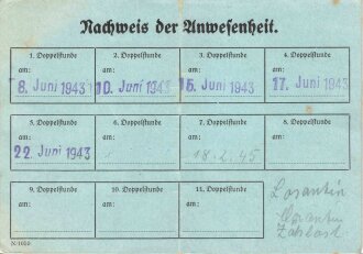 Bescheinigung Reichsluftschutzbund Ortskreisgruppe Würzburg, datiert 1943