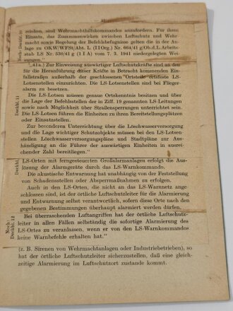 L.Dv.751 Beiheft 1 " Grundsätze für die Einführung des Luftschutzes" 1942, 20 Seiten, DIN A5