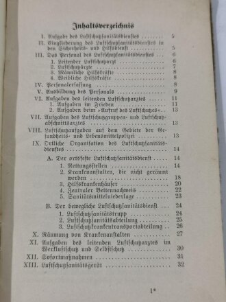 Vorläufige Ortsanweisung für den Luftschutz der Zivilbevölkerung, Abschnitt VIII " Luftschutzsanitätsdienst" 63 Seiten, Kleinformat