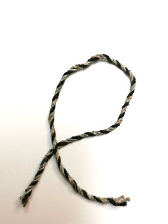 Schwarz - silberne Kordel für Kragenspiegel oder Schulterklappe, Gesamtlänge 25cm