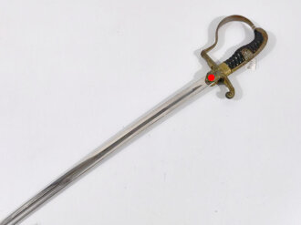 Heer, Säbel für Offiziere des Heeres, Hersteller Eickhorn Solingen, Modell Nr, 1693 "Wrangel" . Guter Zustand, die Scheide fehlt. Frühes Stück, Adler nach rechts. Klingenlänge 80,5cm