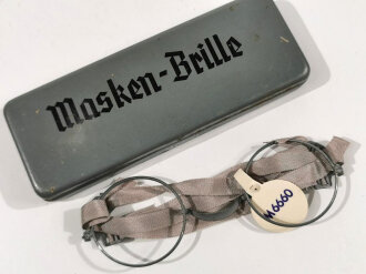 Maskenbrille Wehrmacht, nicht ausgegebenes Set aus altem Fabrikbestand