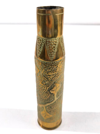 Vase aus U.S. amerikanischer 37mm Kartusche von 1943. Nachkriegsumbau "Schwerter zu Pflugscharen"