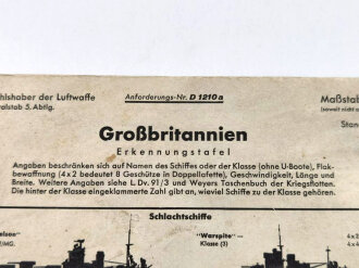 Luftwaffe, Kriegsschiffe Erkennungstafel "Großbritannien" vom April 1940