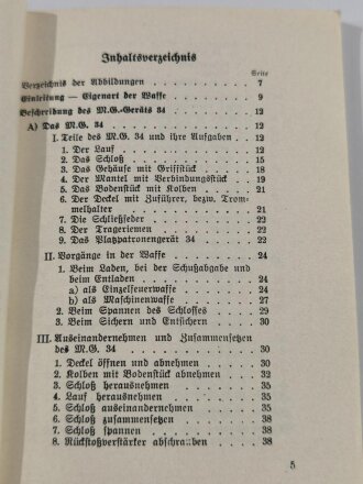 Beschreibung, Handhabung und Bedienung des M.G. 34, Teil 1, 4. Auflage 1939, 96 Seiten, 10,5 x 15 cm