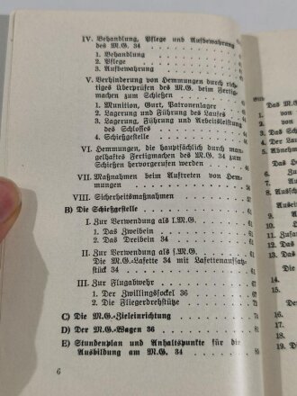 Beschreibung, Handhabung und Bedienung des M.G. 34, Teil 1, 4. Auflage 1939, 96 Seiten, 10,5 x 15 cm