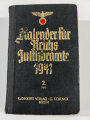 "Kalender für Reichsjustizbeamte" 1941, Teil 2, 1119 Seiten, Kleinformat, stark gebraucht, Einband fast lose