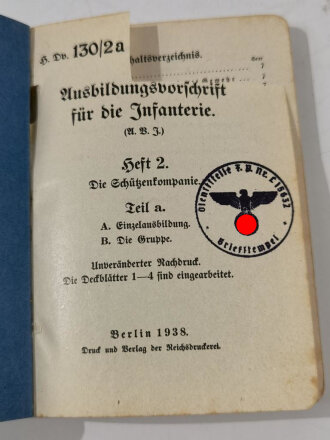 Ausbildungsvorschrift für die Infanterie Heft II Die...