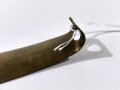 Schuhlöffel aus Messingkartusche Gesamtlänge 15,5cm, Nachkriegsfertigung " Schwerter zu Pflugscharen "