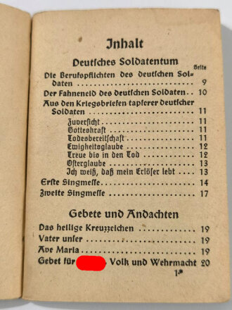 Katholisches Feldgesangbuch, 95 Seiten, Kleinformat,...