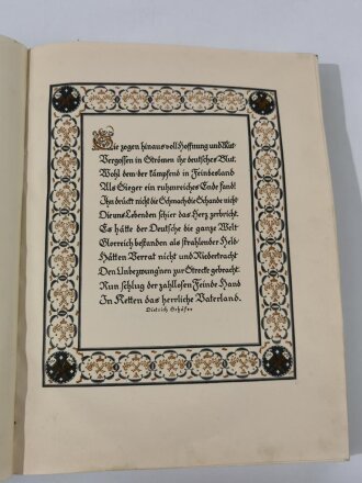 Buch "Deutschlands Gegener im Weltkrieg" mit Übersichtskarte 1914-1918, 308 Seiten, 30 x 40 cm, sehr stark gebraucht, Wasserschaden