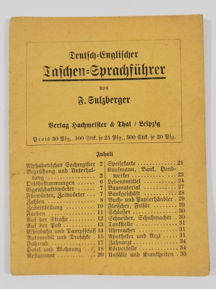 Deutsch Englischer Sprachführer, 36 Seiten, 10 x 13 cm, gebraucht, 60