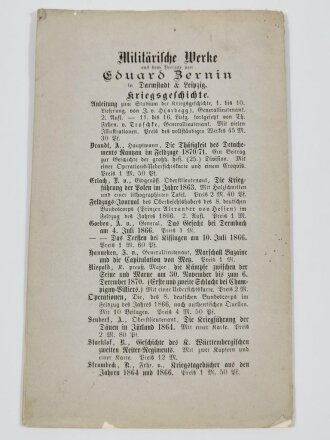 Die Heeres-Verpflegung im Krieg und Frieden, 1879, 21 Seiten, 13 x 21,5 cm, gebraucht
