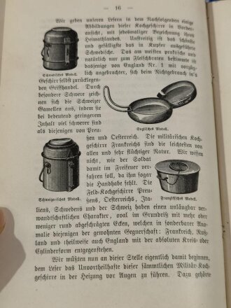 Ein neues Feldkochgeschirr für Soldaten, Arbeiter und Reisende, 1886, 36 Seiten, 14 x 20,5 cm, gebraucht