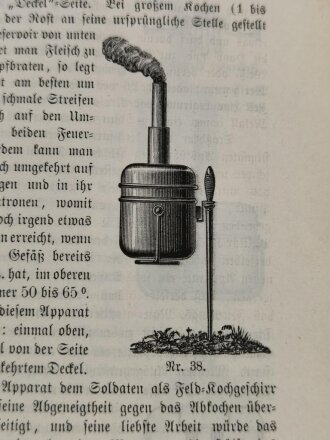 Ein neues Feldkochgeschirr für Soldaten, Arbeiter und Reisende, 1886, 36 Seiten, 14 x 20,5 cm, gebraucht