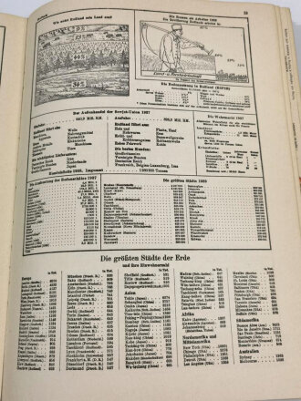 Großer Volksatlas mit Großflächenkarte,1940, 136 Seiten, 23,5 x 32,5 cm, gebraucht