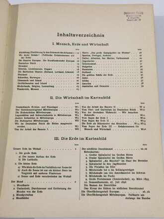 Großer Volksatlas mit Großflächenkarte,1940, 136 Seiten, 23,5 x 32,5 cm, gebraucht