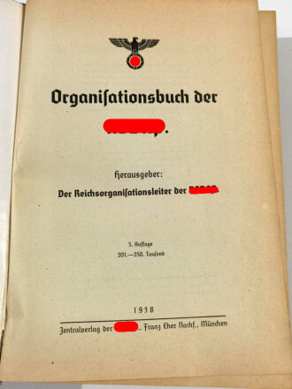 Organisationsbuch der NSDAP, 5.Auflage 1938, 592 Seiten, 15 x 21,5 cm, gebraucht