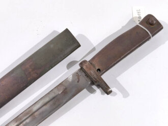 1.Weltkrieg, Ersatzseitengewehr 88/98 , Eisengriff,  Reste feldgrauer Originallack, Gesamtlänge 46 cm