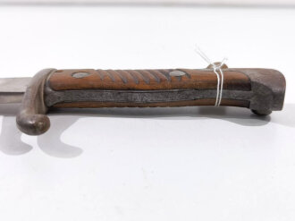 1.Weltkrieg, Seitengewehr 98/05 mit Feuerschutzblech, Klinge gereinigt,  Hersteller Dietrich Altenburg
