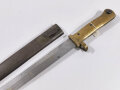 1.Weltkrieg, Ersatzseitengewehr 88/98 Messinggriff,  Reste feldgrauer Originallack auf der Scheide, Gesamtlänge 46 cm