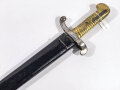 Frankreich, Seitengewehr Modell 1842 nummerngleich, Ringdurchmesser 23 mm, Scheide neuzeitlich geschwärzt, Hersteller Chatellerault 1853 ?