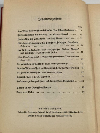 "Unser Kampf in Polen", 1939, 158 Seiten, 15,5  x 23 cm, gebraucht