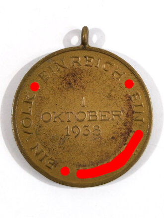Anschlussmedaille 1. Oktober 1938, Bandring fehlt