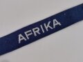 Luftwaffe, Ärmelband  " Afrika "  maschinengestickt auf blau, Gesamtlänge 47 cm