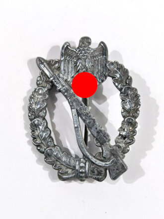 Infanterie Sturmabzeichen in Silber mit Hersteller " 1 " für  F.W.Assmann & Söhne, Lüdenscheid, Zink versilbert