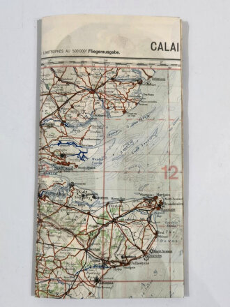 Deutsche Fliegerkarte Calais Frankreich, nach dem Krieg...