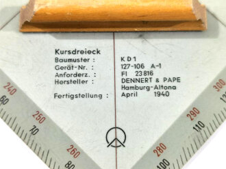 Luftwaffe Kursdreieck KD1, FL 23816, Hersteller Dennert & Pape 1940