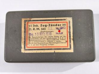 Transportkasten für " 15 Stück zug Zünder 35 " der Wehrmacht, datiert 1940