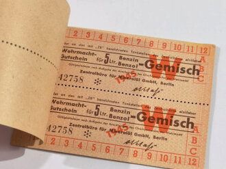 Wehrmacht , 20 Stück Gutscheine für Benzin Benzol Gemisch, datiert 1945