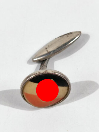 Einzelner Manschettenknopf schwarz / weiß / rot, mittig schwarzes Hakenkreuz