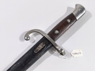 Belgien, Seitengewehr/Messerbajonett kurz  für Mauser Gewehr Modell 1889, Stahlscheide