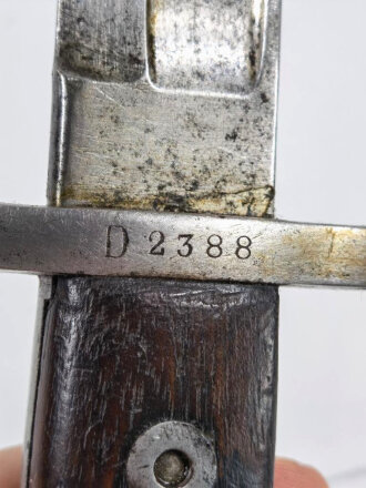 Belgien, Seitengewehr/Messerbajonett kurz  für Mauser Gewehr Modell 1889, Stahlscheide