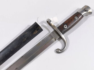 Belgien, Seitengewehr/Messerbajonett kurz  für Mauser Gewehr Modell 1889, Stahlscheide