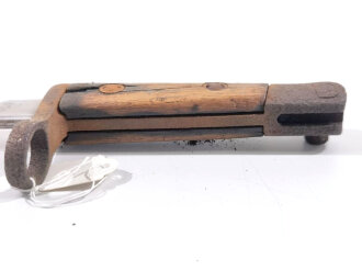 Belgien, Seitengewehr/Epeebajonett kurz  für Mauser Gewehr Modell 24, Stahlscheide, Gesamtlänge 48 cm, korrodiert, Klinge gereinigt