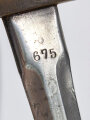 Belgien, Seitengewehr/Epeebajonett kurz  für Mauser Gewehr Modell 24, Stahlscheide, Gesamtlänge 48 cm, korrodiert, Klinge gereinigt