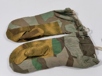 Paar Winterwendehandschuhe Wehrmacht, splittertarn auf weiß, Fabrikmäßig instandgesetztes Paar