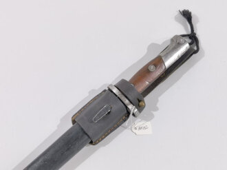 Jugoslawien, Seitengewehr  Modell 1924 mit Koppelschuh, nummerngleich, Gesamtlänge 54 cm,