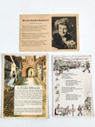 3 Ansichtskarten Liedertexte aus der Zeit des 2.Weltkrieg