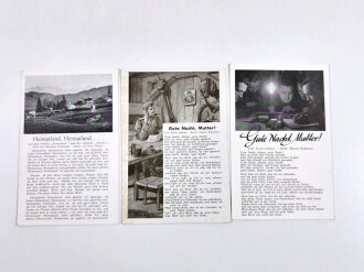 3 Ansichtskarten Liedertexte aus der Zeit des 2.Weltkrieg